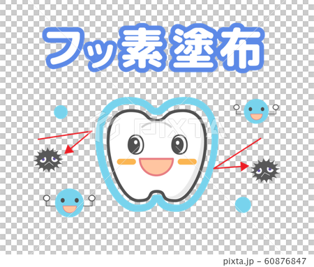 フッ素治療の効果　歯可キャラクター　デンタルイラスト 60876847