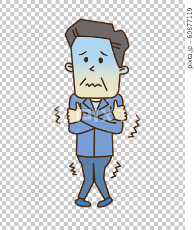 Middle-aged worker who feels cold Middle-aged worker who feels cold 60877119