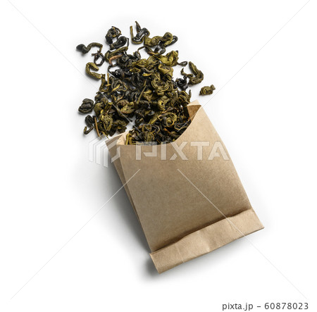 Green tea top view on white background 60878023