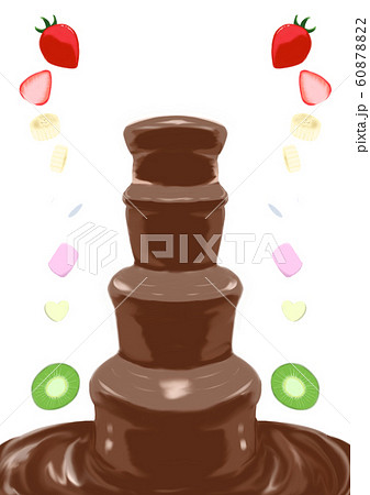 チョコフォンデュと果物 筆イラストのイラスト素材 6087