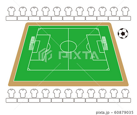サッカー場 サッカーボール スタメン発表 ベクターイラストのイラスト素材