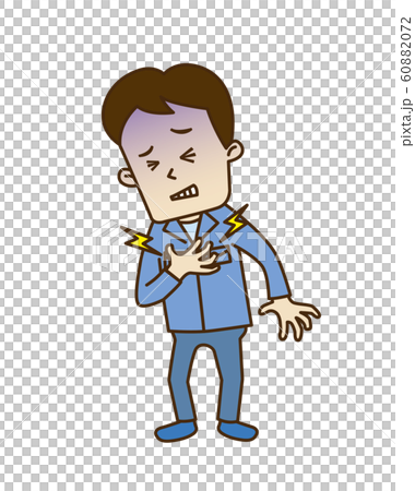 胸痛の若い作業員 胸痛の若い作業員 60882072