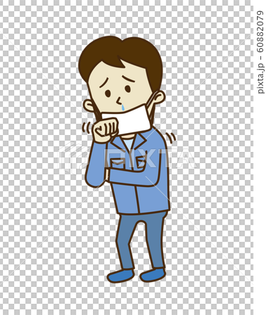 Young worker coughing Young worker coughing 60882079