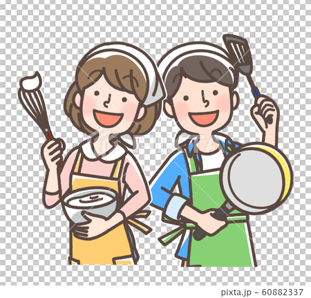 Cooking boy girl triangle white Cooking boy girl triangle white 60882337