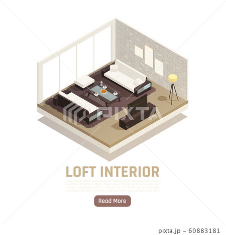 Loft Interior Isometric View 60883181
