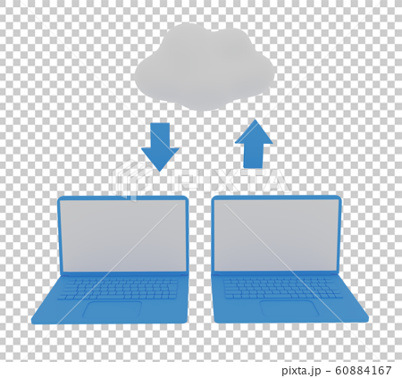 雲和筆記本電腦3dcg圖像 插圖素材 圖庫