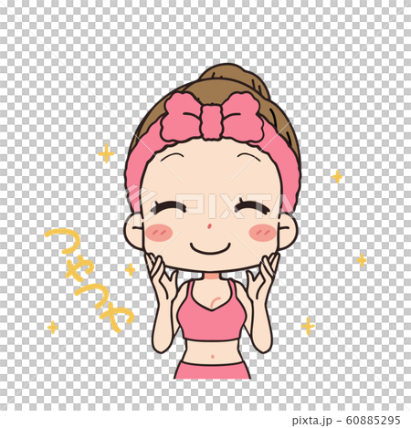 スキンケア中の女性の正面イラスト　上半身 60885295