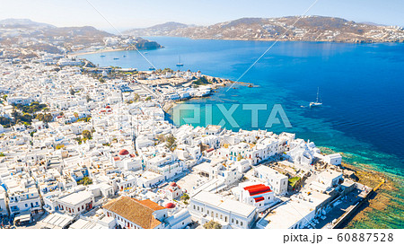 Panoramic view of Mykonos town, Cyclades islands, Greece 60887528