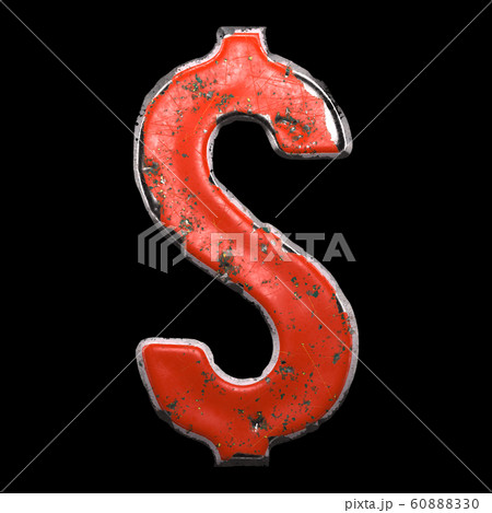 Symbol dollar made of red painted metal isolated on black background. 3d 60888330