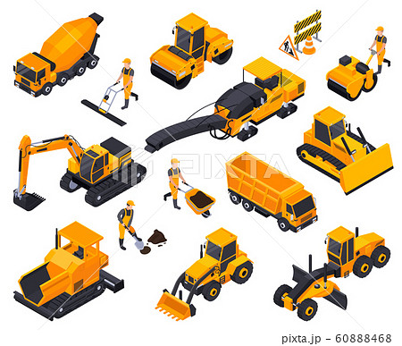 Road Construction Isometric Icon Set  60888468