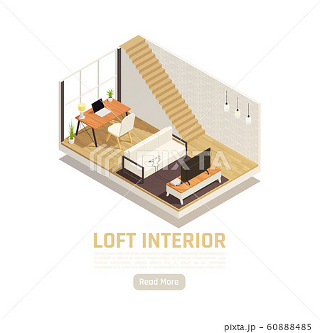 Loft Interior Isometric View 60888485