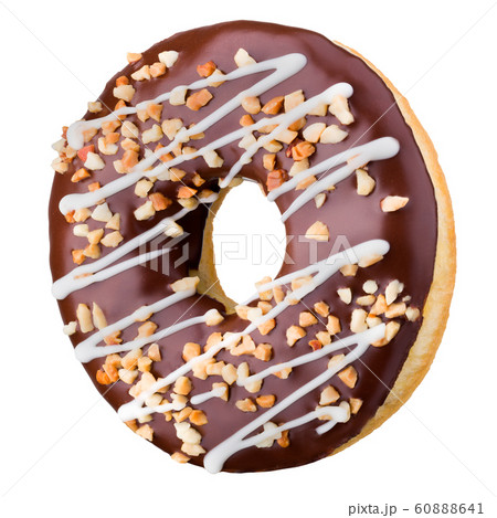Glazed chocolate donut with sprinkles on a black background rotated 60888641