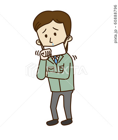 咳をする若い作業員 60888796