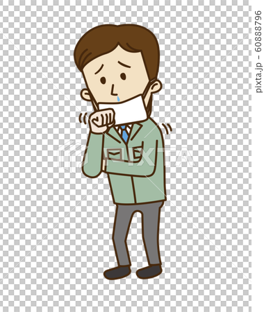 咳をする若い作業員 60888796