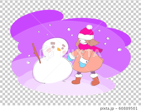 少女と雪だるま 60889501