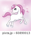 Cute little unicorn character over pink background. Vector. 60890013