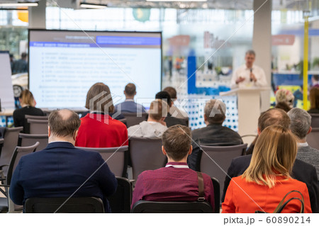Audience listens lecturer at workshop Audience listens lecturer at workshop 60890214