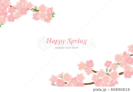 桜　春　花　フレーム　枠　背景　イラスト　ベクター　セット 60890819