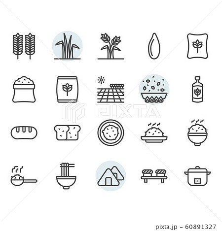 Rice icon and symbol set in outline design Rice icon and symbol set in outline design 60891327