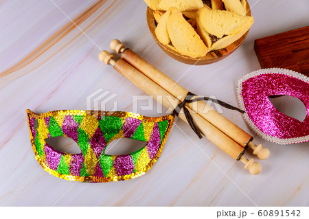 Hamantaschen hamans ears cookies Purim celebration 60891542