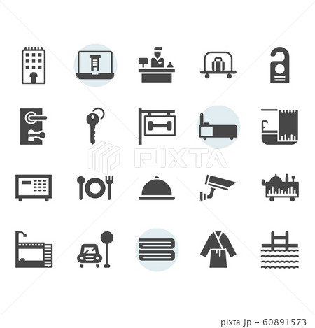 Hotel service icon and symbol set in glyph design 60891573