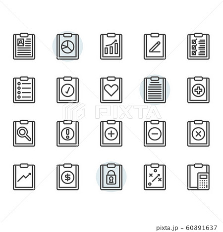 Clipboard related icon and symbol set in outline 60891637