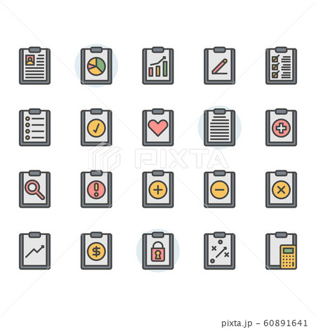 Clipboard related icon and symbol set in color 60891641
