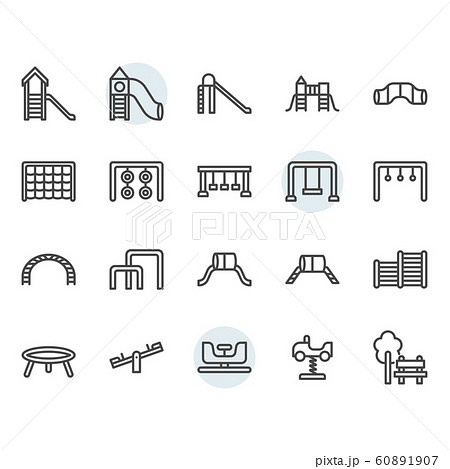 Playground icon and symbol set in outline design 60891907