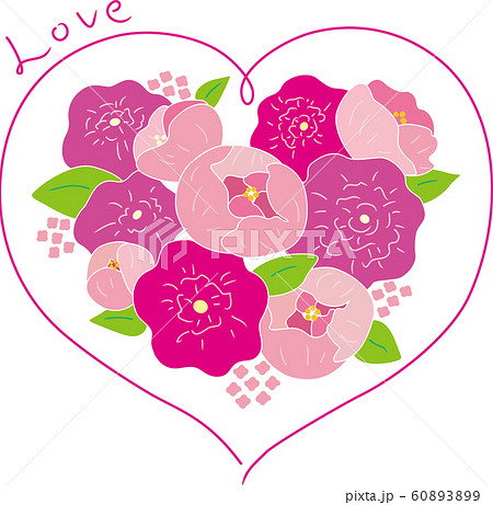 ハート型の花束 編集可能なベクターイラスト バレンタインや母の日に愛や感謝を伝える のイラスト素材 6039