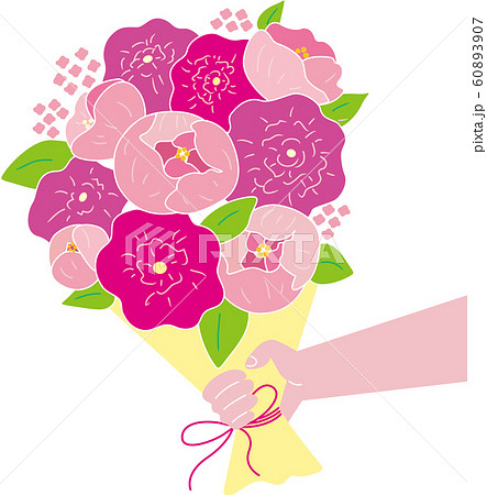 花束を持つ手 編集可能なベクターイラスト バレンタインや母の日に愛や感謝を伝える のイラスト素材