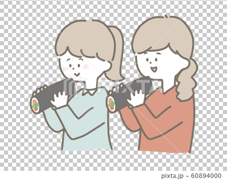 Woman eating Ehomaki Woman eating Ehomaki 60894000