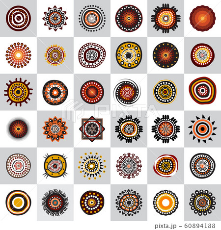 Set of aboriginal art dots painting icon design 60894188