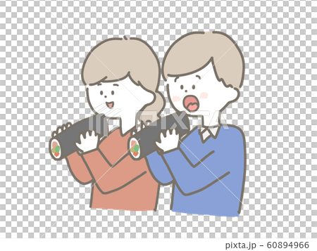 Family eating Ehomaki Family eating Ehomaki 60894966