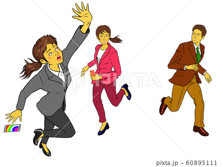 行動力のある新入社員男女3セットのイラスト素材