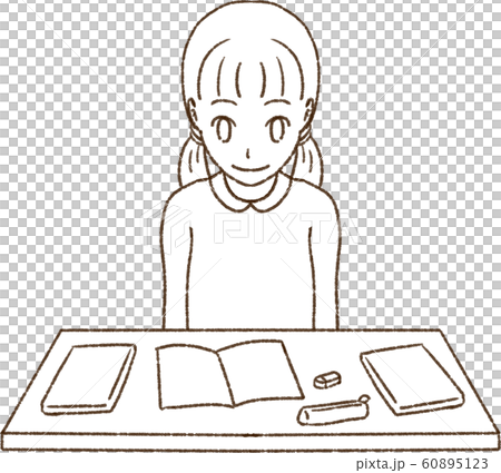 勉強するこども 女の子 笑顔 のイラスト素材
