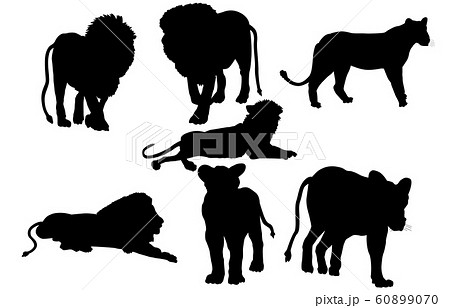 動物シルエット動物園ライオンのイラスト素材