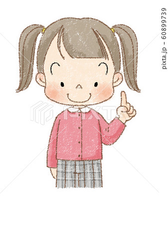 女の子 上半身 指差しポーズのイラスト素材