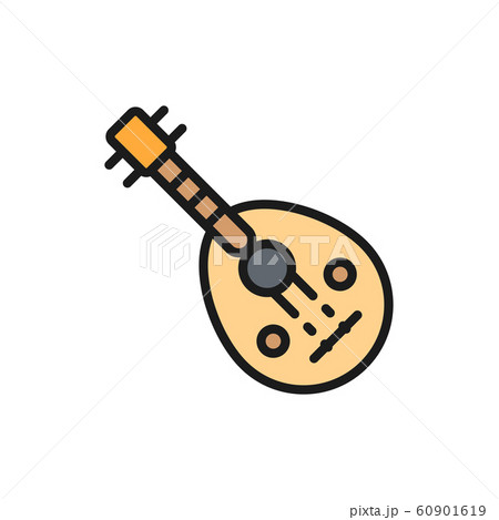 Oud, arab traditional music instrument flat color line icon. 60901619
