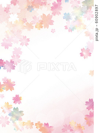 はがきサイズ 和風の桜模様の背景素材 縦のイラスト素材 [60902897 