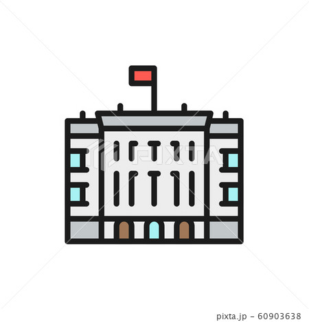 White House, famous American buildings flat color line icon. White House, famous American buildings flat color line icon. 60903638