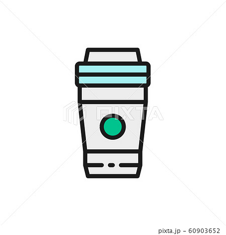 Vector take-away drink, coffee, tea flat color line icon. Vector take-away drink, coffee, tea flat color line icon. 60903652
