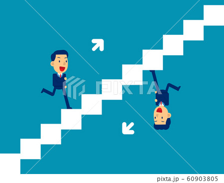 Cute person running up and down stairs. Cute person running up and down stairs. 60903805