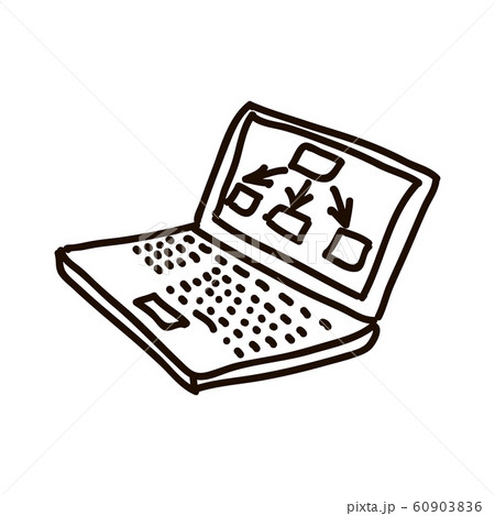 Laptop colored cartoon ink pen Icon vector Laptop colored cartoon ink pen Icon vector 60903836