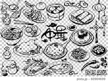 イラスト素材: 中華 食べ物 セット 60904699