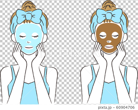 パックをする女性セット パックをする女性セット 60904706