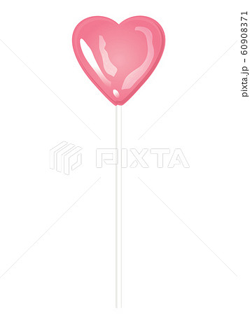 ピンク色のハートの棒キャンディのイラスト素材