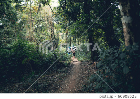 Trekking in the backpacker region in Asia, the air 60908528