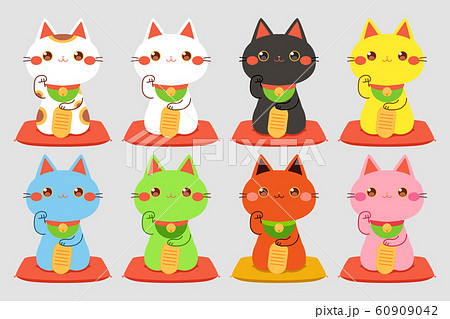 招き猫 右手上げ 小判文字なし バリエーション 招き猫 右手上げ 小判文字なし バリエーション 60909042