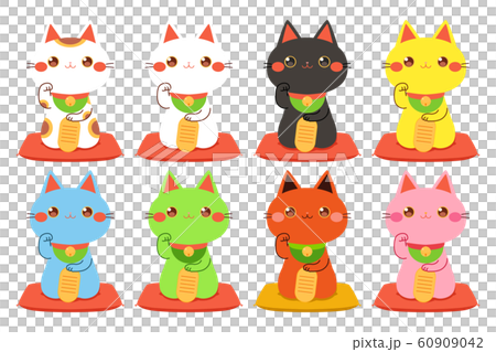 招き猫 右手上げ 小判文字なし バリエーション 招き猫 右手上げ 小判文字なし バリエーション 60909042