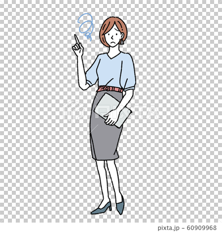 一個女人在做點手勢全身圖 60909968